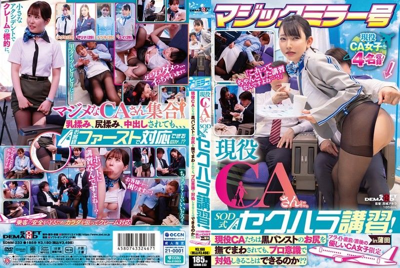 SDMM-233 マジックミラー号 現役CAさんに、SOD式セクハラ講習！現役CAたちは黒パンストのお尻を撫でまわされても、プロ意識で対処しきることはできるのか？？フライト直前/直後の優しいCA女子限定in蒲田